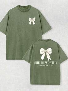 230g Double-Sided Washable, She Deserves A Printed T-Shirt, High-Quality Wax Printed Cotton Retro Fashion Brand T-Shirt, Beach Essential, Men's Summer T-Shirt, Holiday Gift, Perfect Gift - 軍綠色 - 查看 1