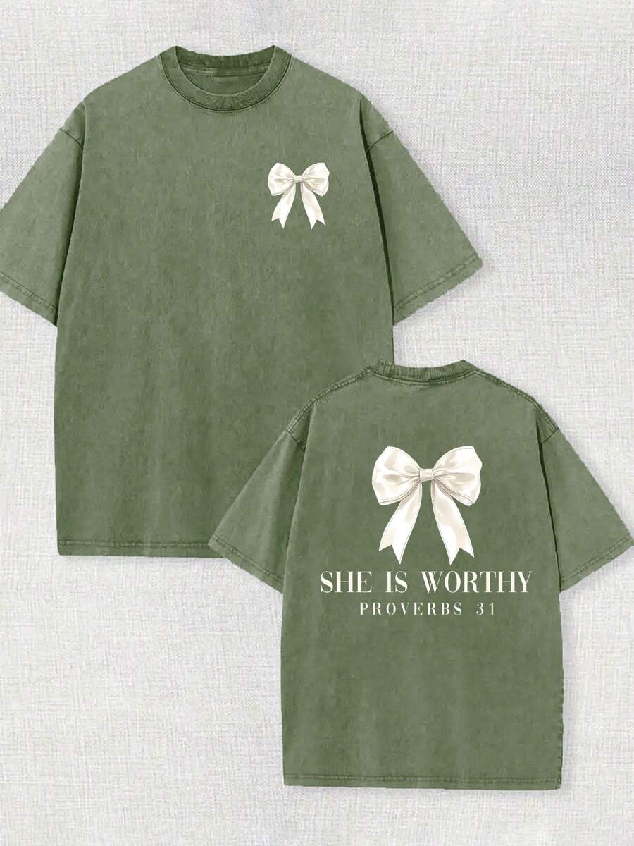 230g Double-Sided Washable, She Deserves A Printed T-Shirt, High-Quality Wax Printed Cotton Retro Fashion Brand T-Shirt, Beach Essential, Men's Summer T-Shirt, Holiday Gift, Perfect Gift - 軍綠色 - 查看 1