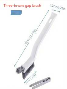 二合一地板及缝隙清洁刷，180°旋转刷头，带斜角刷毛和刮刀，浴室及厨房清洁工具，耐用塑料材质，多功能家用清洁刷 - 彩色 - 查看 11