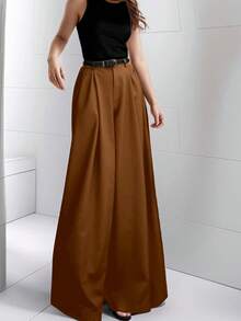 Straight Leg Suit Pants - 可可 - 查看 2