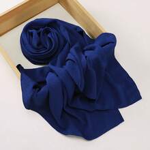 1pc Women Solid Color Crinkled Everyday Hijab, Opaque Headscarf For Dress - Multicolor - View 28