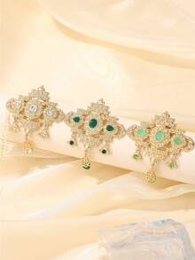 1pc Moroccan Style Brooch For Women, French Luxury Noble Design, Colorful Crystal Embellished, Suitable For Wedding, Festival, Party, Women's Gift