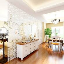 Hanging Room Divider Decorative Thick Wall Screen Panels Floral Carving Pattern Hollow Out Design For Bedroom Living Dining Room Kitchen Office Restaurant Home Hotel Decor, 15.7"X15.7" - 白色 - 查看 10