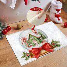 1 Stück Weihnachts-Badezimmermatte - Weihnachtliche Inneneinrichtung, Weihnachtsgeschenke, Weihnachtsdekoration für Zuhause, künstliche Wollfläche mit rutschfester TPR-Rückseite, weiches rechteckiges Design, maschinenwaschbar, geeignet für Badezimmer- oder Schlafzimmerdekoration, Weihnachts-Badezimmerdekoration und -Accessoires, einsetzbar für Hauseingang, Weihnachtsfeier, Schlafzimmer, Türbereich, Badezimmer, Küche, Waschraum, Landhausstil, tragbare personalisierte Mode-Badezimmermatte, schnelltrocknende Fußmatte, Badezimmermatte