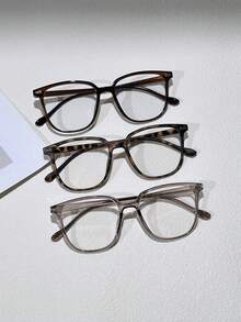 3 件装铆钉方形和圆形框架眼镜，适合女士，适合日常佩戴，轻巧且适合小脸