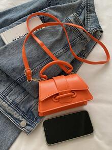 Pochette de rouge à lèvres de haute qualité, mini sac carré, nouveau sac à main polyvalent de couleur unie, sac pour femme - Orange - Voir 6