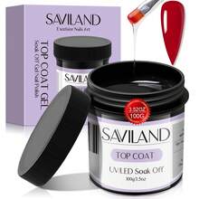 Saviland Top Coat UV - 3.5 Oz No Wipe Clear Gel Nail Polish, Soak Off UV LED For Beginners, Professionals, Home DIY Nail Salon Manicure - Clear - View 1