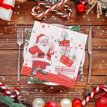 20pcs Colourful Tropical Leaf Print Napkins Santa Claus Gift Printed Napkins Christmas Birthday Party Party Holiday Party Decoration Supplies