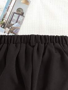 Pantalones casuales de unicolor para niños con cintura elástica, decoración de botones falsos y bolsillos, para primavera/otoño