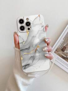 1 pieza Funda de teléfono a prueba de golpes con patrón de mármol blanco de TPU y 1 pieza Correa de muñeca de silicona blanca, compatible con Apple/Fundas de teléfono a juego/Fundas de teléfono con cordón/Fundas de teléfono interesantes/Teléfonos Android///OPPO/Galaxy A51 4G/Galaxy A52/A52s 5G/Galaxy S23 Ultra/Galaxy A13 4G/Galaxy A12/Galaxy S22 Ultra/OPPO A54