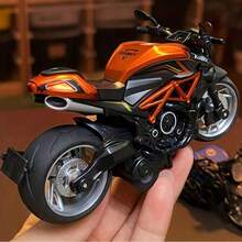 1:12 Scale Friction Powered Motorcycle Toy With Sound And Light Effects, Alloy Die-Cast Motorcycle Toy, Gift For Birthday, Christmas, Halloween - Multicolor - View 2