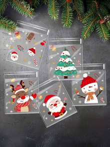 50/100pcs Christmas Treat Bags - Self-Sealing, Disposable Opp Candy & Cookie Pouches With Festive Cartoon Designs For Holiday Gifting - Multi-specification - View 2