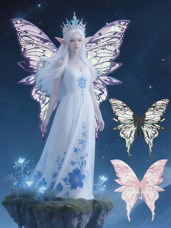 Extra-Large Adult Four-Leaf Gold Foil Glittering Butterfly Wing – Shiny Transparent Fairy Costume Wings For Women, Ideal For Halloween Elf Stage Role-Playing, Christmas, And Other Major Celebratory Events