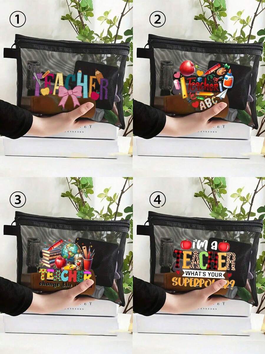 Teacher Appreciation Gift Mesh Large-Capacity Portable Cosmetic Bag ...