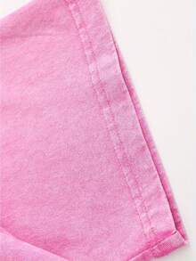 Star Pattern And "" Letter Print Men'S Summer Loose Fit Short Sleeved Washed Vintage 230g Pure Cotton Comfortable Breathable Casual Street Round Neck T-Shirt - 玫瑰紅 - 查看 5