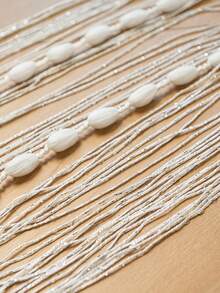 1pc Minimalist Beaded String Curtain, Suitable For Living Room, Bedroom, Kitchen, Room Divider - White - View 7