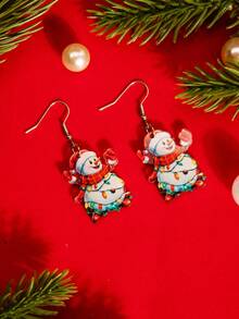 1 Pair Cute Cartoon Christmas Series Casual Earrings, Popular In Europe And America - Snowman 2 - View 2