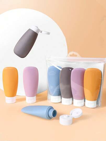 60毫升便携式旅行可重复灌装瓶，大容量防漏挤压瓶，适合旅行洗漱用品，可重复使用的化妆品容器，防漏挤压容器，椭圆形容器，带收纳袋，便携式挤压旅行瓶套装，适合灌装洗发水、护发素、润肤露和沐浴露，是旅行和日常护理的理想之选。