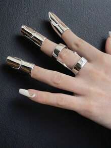 1 件朋克金属铜开口无名指指甲护甲配件，可调节尺寸，男女适用 - 彩色 - 查看 8