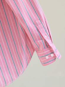 2025新款竖条纹长袖宽松休闲女式衬衫