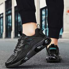 Calzado deportivo casual para hombre, calzado deportivo de malla con suela gruesa, antideslizante y resistente al desgaste, nuevos zapatos para papá de colores contrastantes, modernos y versátiles - azul oscuro - Ver 6