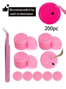 50pcs Eyelash Extension Glue Holder, Eyelash Extension Tools Rack Tray Pads, Pink Plastic Flower Shape Eyelash Extension Glue Pad With Self-Adhesive Back For Eyelash Extension, Nail Art Or Tattoo Ink Applying - Multicolor - View 30