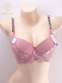 6 pairs Sujetadores para mujer de copa B, Sujetador diario suave, sin costuras ni marcas, cómodo,Conjunto de 6 sujetadores de mujer en 6 colores diferentes, con detalles de encaje y tiras ajustables decoradas con letras y strass. - Multicolor - Ver 6