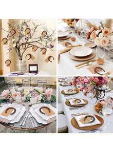 Vintage Metal Horseshoe Wedding Favor Set, Includes Horseshoe Decor, Gift Tags, Kraft Paper Candy Boxes, And Satin Ribbons, Rustic Style Horseshoe Gifts For Wedding Party, Kentucky Derby Decoration, Horseshoe Keychain/Keyring, Retro Metal Keyring Set - Multicolor - View 8