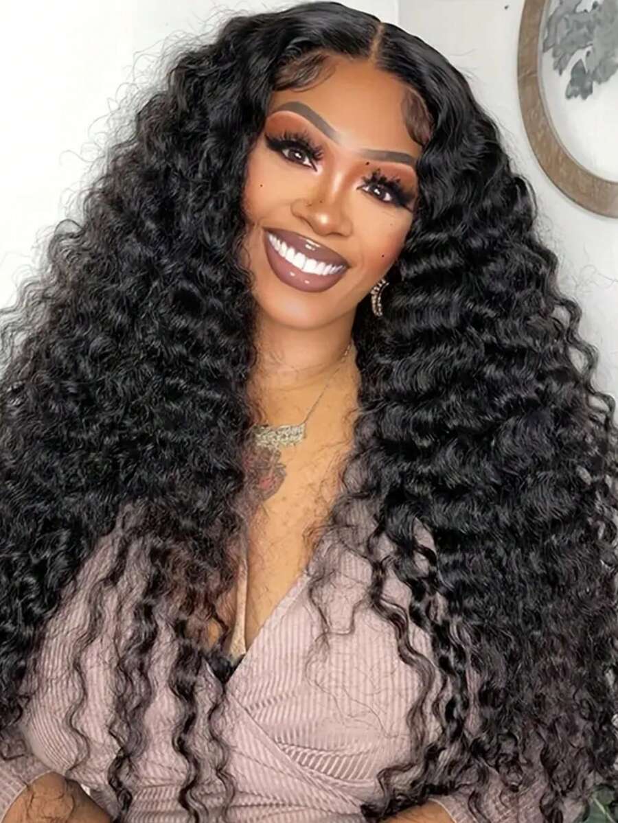 NARNI Wear And Go Glueless Wigs Human Hair Pre Cut 200% Density Water Wave 5x5 HD Lace Closure Wigs Human Hair With Baby Hair Pre Plucked Natural Hairline Deep Wave Lace Front Wigs Human Hair Wet And Wavy Deep Curly Closure Wig For Women 8-40 Inch - Natural Black - 查看 1