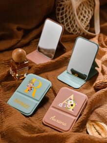 1Pc Personalized Name Makeup Mirror Gift, Customized Small Mirror Name, Folding Makeup Mirror, Travel Makeup Mirror, Gift For Her,Portable Floral Letters Makeup Mirror, Personalized Customized Text Foldable Travel Mirror, Suitable As A Gift, Travel Essential, Cosmetics, Easy To Store, Birthday Gift, Graduation Gift, Housewarming Gift, Gift For Mother, Valentine'S Day, Teacher'S Day, Bridesmaid Gift, Wedding Gift.,Multi-Functional,Ornamental,Letter,Solid Color,Exquisite,Stylish,Vintage,Modern,Colorful,Leisure,Basics,Casual,Soft,Unique,Customized,Personalized,Custom,Ideal Gifts For Her,Girlfriend,Her,Boyfriend,Friends,Vacay Vibes,Solid Color