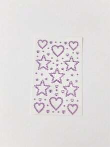 爱心五芒星多色闪亮立体宝石贴纸，适用于化妆、节日派对、Y2K风格音乐节、DIY眼部面部宝石贴纸，适合舞蹈表演、派对、舞台角色扮演、婚礼、假纹身、杂物箱饰品套装/美甲饰品 - 彩色 - 查看 8