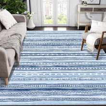 Waschbarer geometrischer Vintage-Teppich, rutschfest, fusselfrei, Kurzflor-Teppich, weicher Überwurf, Bodenbelag, faltbarer Innenteppich für Wohnzimmer, Esszimmer, Schlafzimmer, Spielzimmer, Kinderzimmer