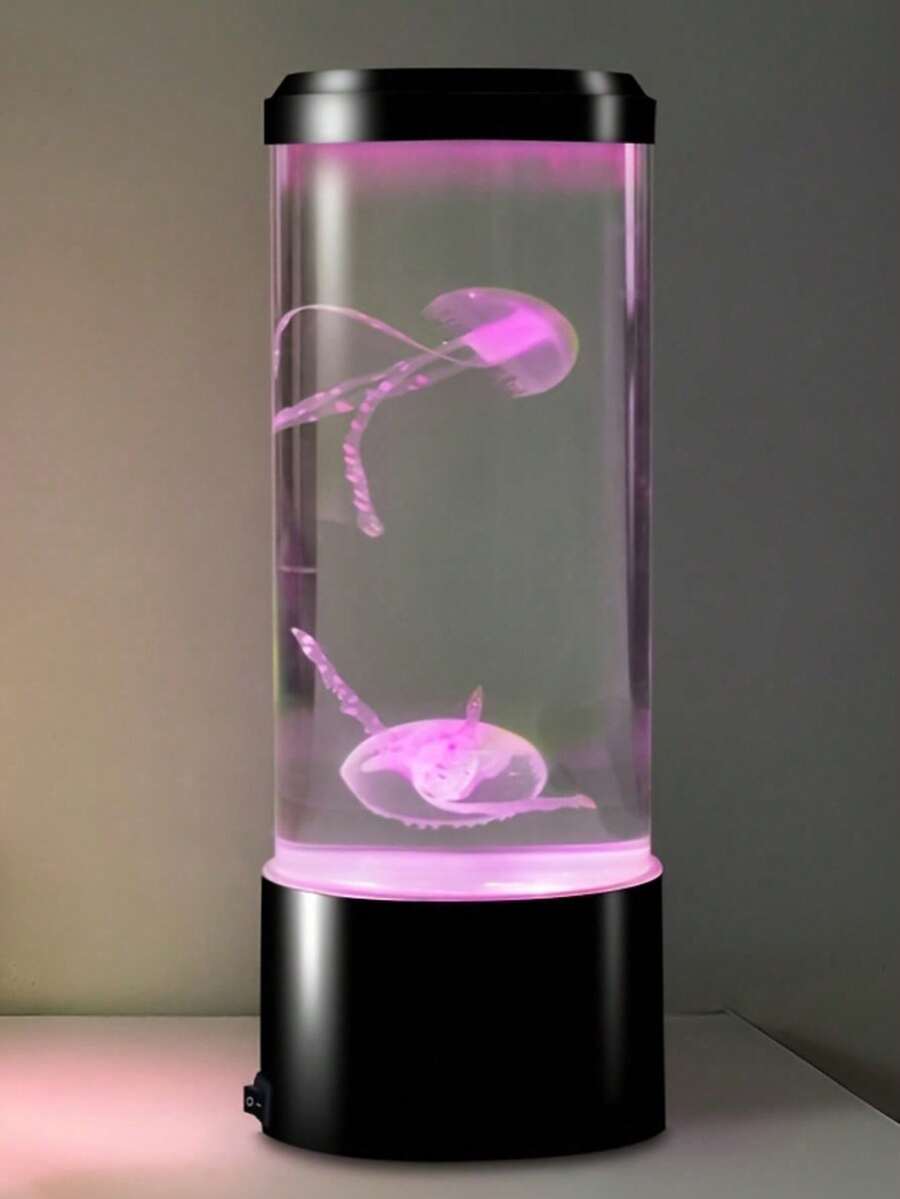 1 件套水母灯，大型圆形 LED 水母灯，变色水族箱灯，USB/电池供电气泡水母夜灯 - 具有生动变色效果的 LED 灯，可用于桌面氛围灯、水母熔岩灯、水母缸灯、助眠夜灯，适用于家庭卧室、房间、办公室 - 变色 LED 水母水族馆氛围灯