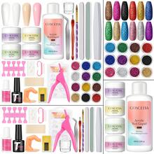 Kit de uñas acrílicas COSCELIA de 8 g, blanco, transparente y rosa, 24 colores, polvo acrílico y líquido, purpurina, pinceles para decoración de uñas, regalo para principiantes. - Polvo de estrellas brillante - Ver 1