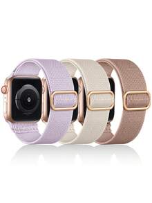 chinbersky 3 Packungen Dehnbares Solo Loop Band kompatibel mit Apple Watch Band 38mm 40mm 41mm 42mm 44mm 45mm 46mm 49mm für Frauen Männer, verstellbarer Sport Elastik Nylon Armband für Series Ultra/SE/10/9/8/7/6/5/4/3/2/1