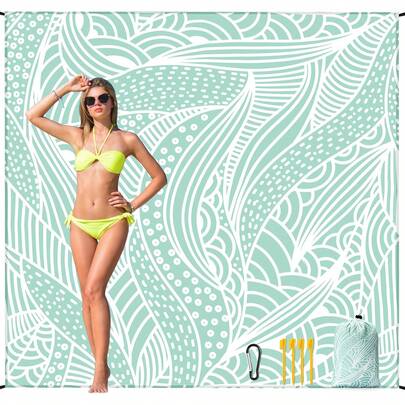 Beach Blanket Waterproof Sandproof Beach Mat For 1-8 Adults Quick Drying Durable Outdoor Picnic Mat For Beach Festival Travel Camping Hiking (LBL-Ripple, 79"*83"(4 Person))