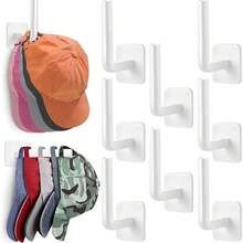 4/8pcs Wall Mount Cap Rack, Plastic Baseball Hat Holder, Multi-Purpose Hat Organizer, Strong Adhesive Storage Hook, Hat Storage Hooks, Hooks For Hat Wall Organizer, White - 白色 - 查看 1