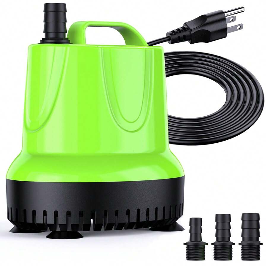 Submersible Aquarium Water Pump With Adjustable Switch, Water Removal And Drainage Sump Cleaning Pump With 3 Nozzles For Aquarium, Pond, Fish Tank, Hydroponics, Backyard (25W/400GPH)DiXiBeng - 查看 1