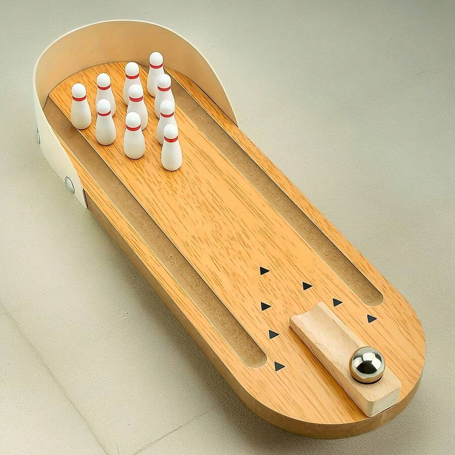 2025 New Fingertip Bowling Challenge: Mini Wooden Brain Teaser, Portable DIY Marble Maze – STEM Educational Fidget Toy For Indoor/Outdoor Party & Stress Relief2025
