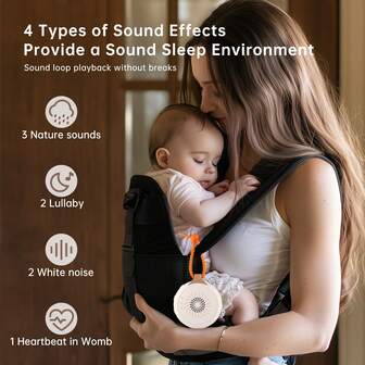 Portable White Noise Machine With Cry Sensor | Real Cry Detection Auto Soothes Baby | Sleep Sound Box For Kids & Adults | 8 Soothing Sounds, Night Light, Recording | Travel, Nursery, Office