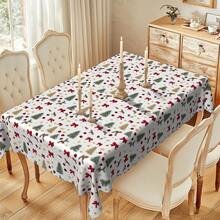 1 khăn trải bàn in kỹ thuật số hình cây thông Noel, nơ, ngôi sao, vải polyester bền hình chữ nhật, thích hợp cho gia đình, nhà bếp, sân vườn, tiệc ngày lễ, đám cưới, nhà hàng và tiệc chiêu đãi, trang trí Giáng sinh - Nhiều màu - Xem 5