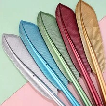1/5/10/20 Pcs Customizable Neutral Pens, Feather Shaped, Refillable, Personalized Gifts For Students, Teachers, Friends, Coworkers, Suitable For Teacher's Day, Mother's Day, Christmas, New Year, Wedding, Graduation, School Supplies - Multicolor - View 4