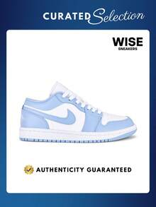 Nike Air Jordan 1 Low White Aluminum DC0774-142 Women's Fashion Sneaker New - Xanh và trắng - Xem 1