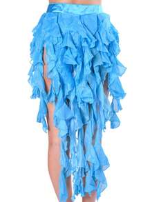 1 Piece Women S Belly Dance Hip Scarf Belt Skirt With Lace Up Tassel Hem Wave Skirt P