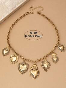 1 件女士时尚吊坠项链，哥特式风格多种吊坠设计，包括火焰和心形，适合日常佩戴，适合作为情人节礼物、妈妈、母亲、母亲节、礼物 - 愛心 - 查看 6