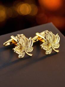 2入組流行閃亮銅質幾何袖扣，非常適合男士在商務會議、婚禮或其他場合穿著