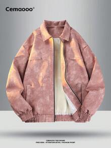 Men's Autumn Casual Fashionable Loose PU Leather Jacket With Side Pockets, Ribbed Cuffs And Hem, Soft And Comfortable Turndown Collar Zip-Up Outerwear