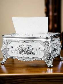 1pc European Style Household Light Luxury Tissue Box, Home Dining Table Tissue Holder Ornament, Desktop Decoration