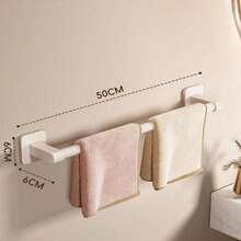 Stick-On No-Punch Hollow Towel Rack, Easy To Install, Super Sticky, Durable Other Materials, Wall-Mounted Towel Rack, Space-Saving Bathroom Accessory - White - View 9