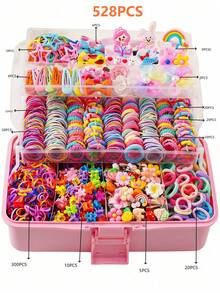 42 piezas/528 piezas Conjunto de pinzas para el cabello con lazos de colores, lazos y scrunchies de moda simples, adecuados para estudiantes, uso diario y de fiesta, regalo ideal (sin caja - bolsa de OPP)